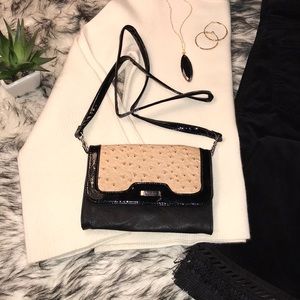 Grace Adele Ostrich Leather Clutch Cross Body Bag